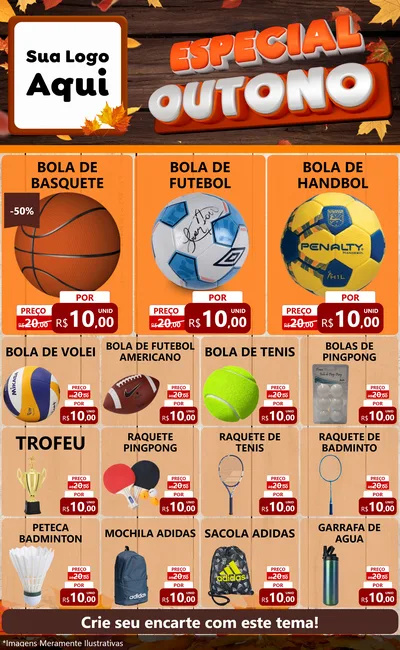 Modelo de Encarte para Encarte Grande com o tema Especial Outono para Artigos Esportivos