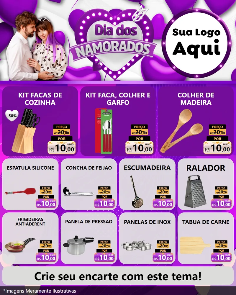 Modelo de Rede Social para Feed Instagram com o tema Dia dos Namorados para Utilidades Domésticas