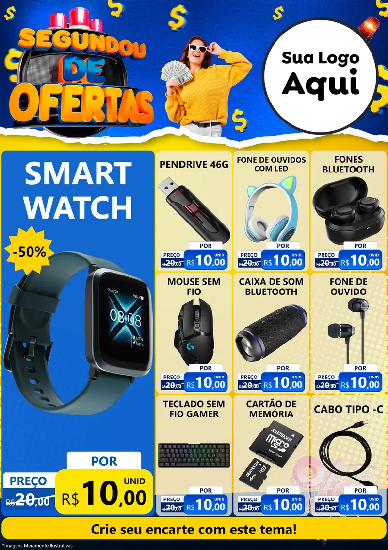 Modelo de Encarte para Encarte A4 Vertical com o tema Segundou de Ofertas para Informática