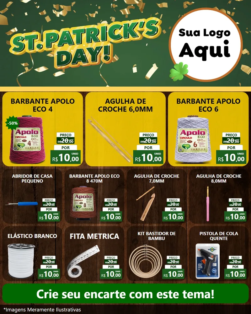 Modelo de Rede Social para Feed Instagram com o tema St Patriks Day para Armarinho e Aviamentos