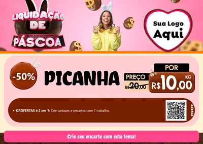 Modelo de Cartaz para Cartaz A4 Horizontal com o tema Liquidação de Páscoa para Açougue