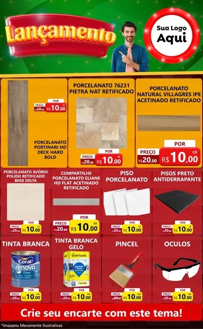 Modelo de Encarte para Encarte Grande com o tema Lançamento para Pisos e revestimentos