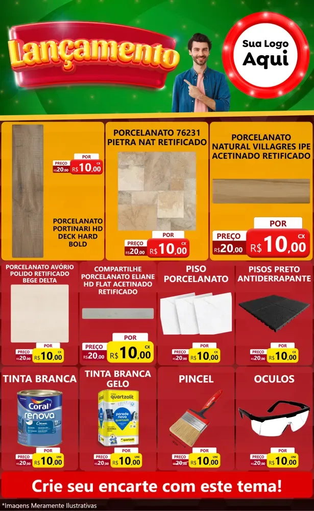 Modelo de Encarte para Encarte Grande com o tema Lançamento para Pisos e revestimentos