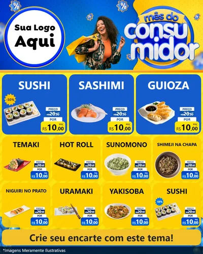Modelo de Rede Social para Feed Instagram com o tema Mês do Consumidor para Comida japonesa