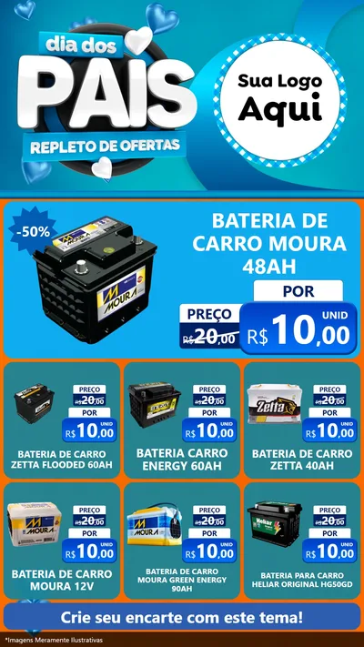 Modelo de Rede Social para Stories com o tema Dia Dos Pais Repleto de Ofertas para Baterias Elétricas