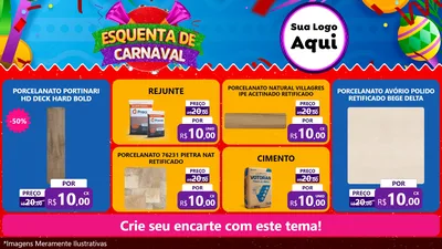 Modelo de TV para TV Horizontal com o tema Esquenta de Carnaval para Pisos e revestimentos
