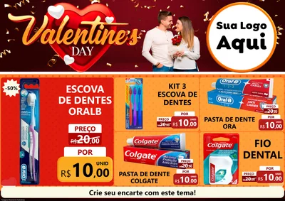 Modelo de Encarte para Encarte A4 Horizontal com o tema Valentine's Day para Higiene Pessoal