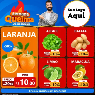 Modelo de Rede Social para Feed Facebook com o tema Semana Queima de Estoque para Hortifrúti