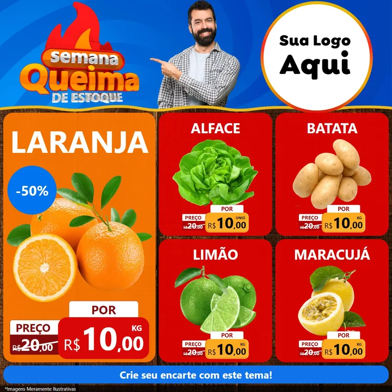 Modelo de Rede Social para Feed Facebook com o tema Semana Queima de Estoque para Hortifrúti