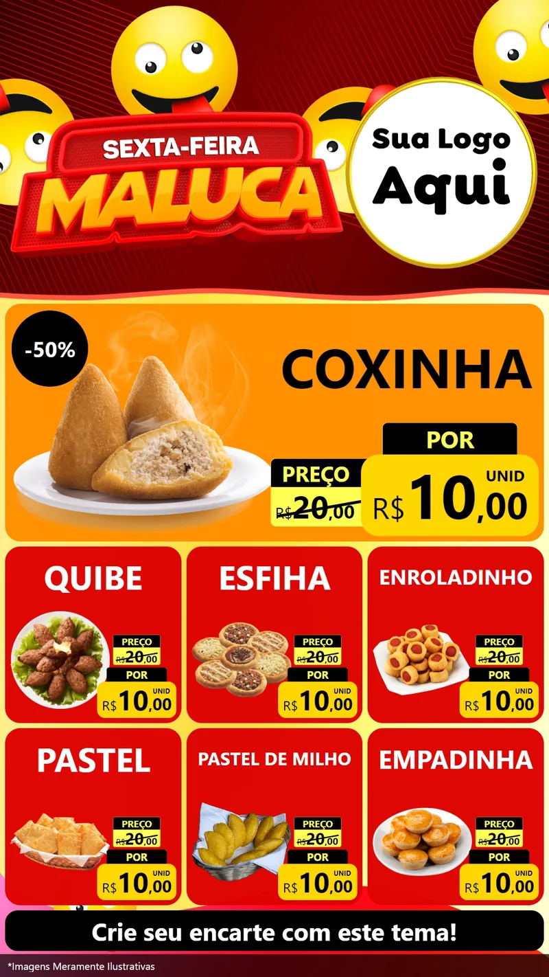 Modelo de Rede Social para Stories com o tema Sexta-feira Maluca para Salgadaria