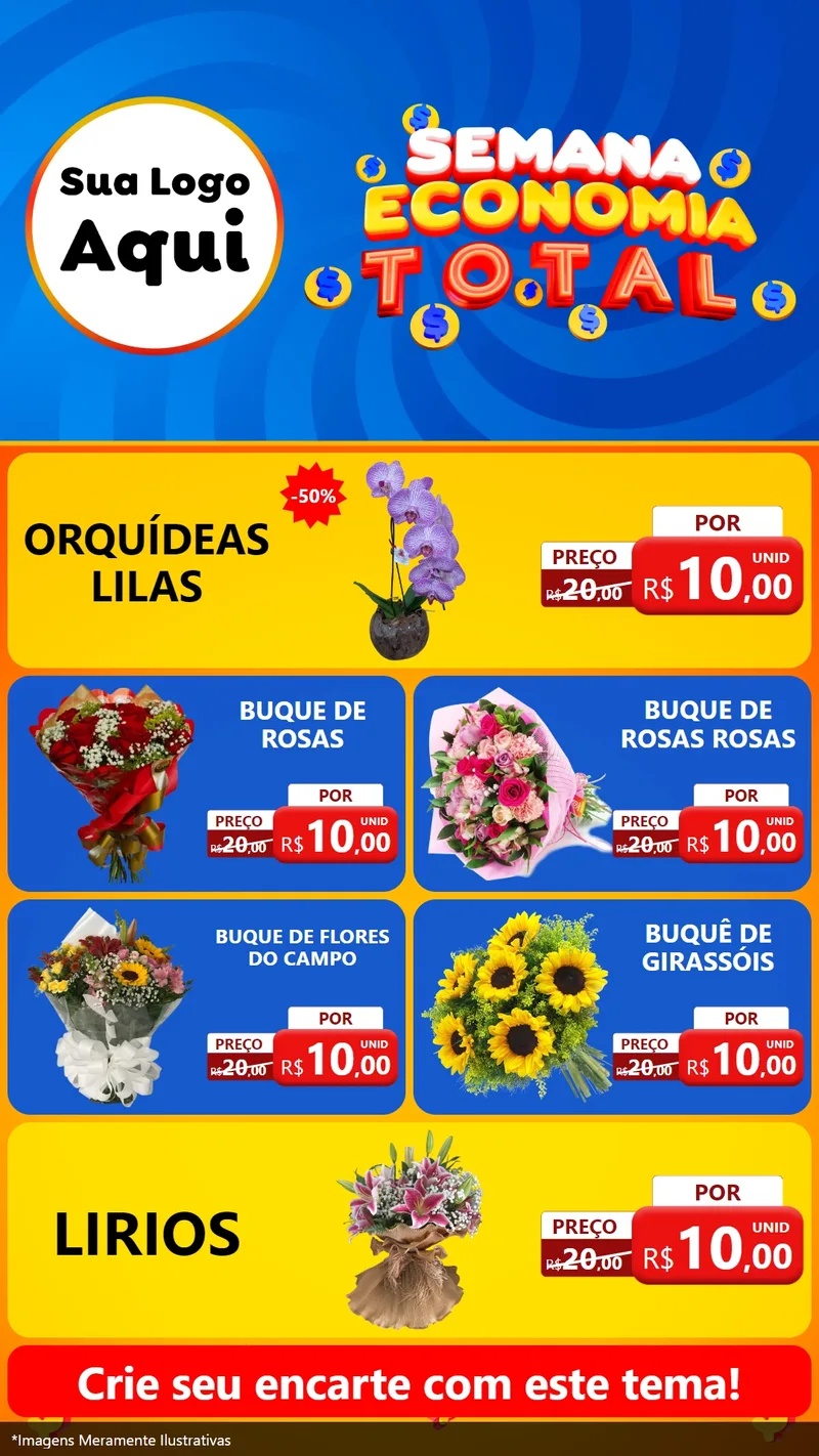 Modelo de TV para TV Vertical com o tema Semana Economia Total para Floricultura e jardim