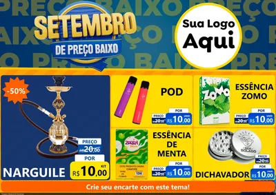 Modelo de Encarte para Encarte A4 Horizontal com o tema Setembro De Preço Baixo para Tabacaria