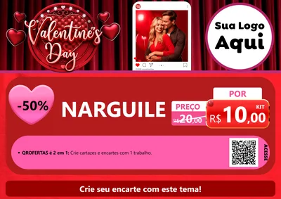 Modelo de Cartaz para Cartaz A4 Horizontal com o tema Valentine's Day para Tabacaria