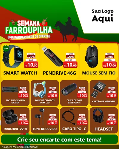 Modelo de Rede Social para Feed Instagram com o tema Semana Farroupilha - Uma Barbaridade de Ofertas para Informática