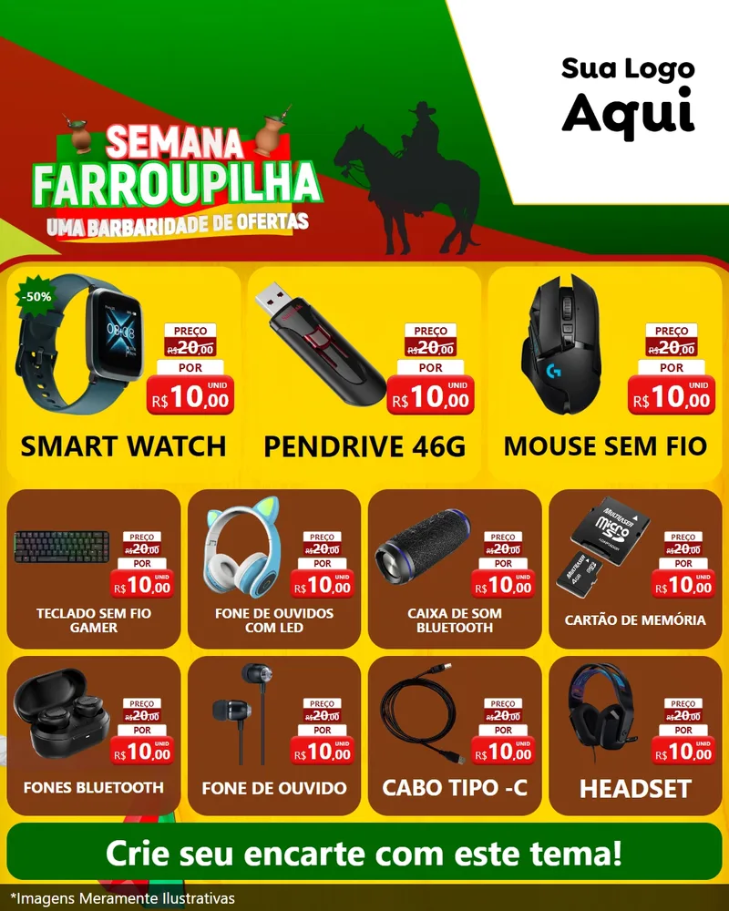 Modelo de Rede Social para Feed Instagram com o tema Semana Farroupilha - Uma Barbaridade de Ofertas para Informática