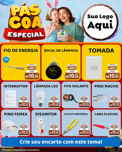 Modelo de Rede Social para Feed Instagram com o tema Páscoa Especial para Materiais Elétricos