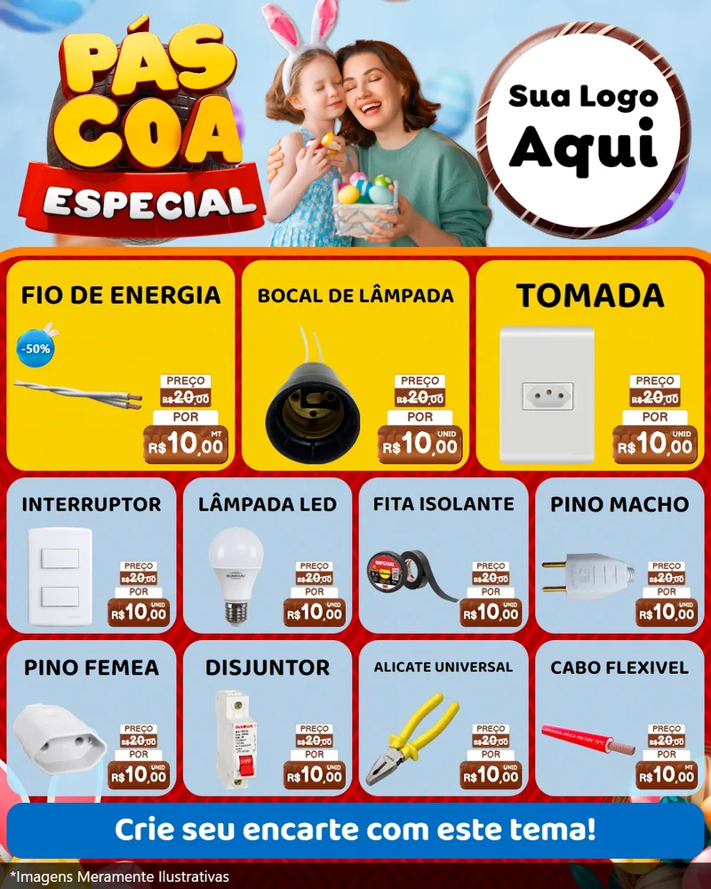 Modelo de Rede Social para Feed Instagram com o tema Páscoa Especial para Materiais Elétricos