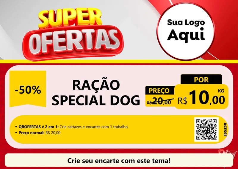 Modelo de Cartaz para Cartaz A4 Horizontal com o tema Super Ofertas para Pet Shop