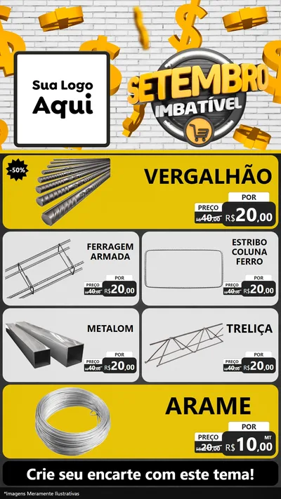 Modelo de TV para TV Vertical com o tema Setembro Imbatível para Ferragens