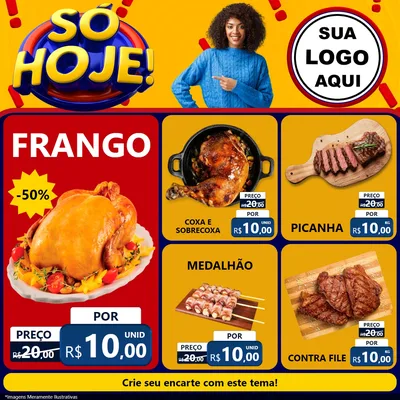 Modelo de Rede Social para Feed Facebook com o tema Só Hoje! para Assados