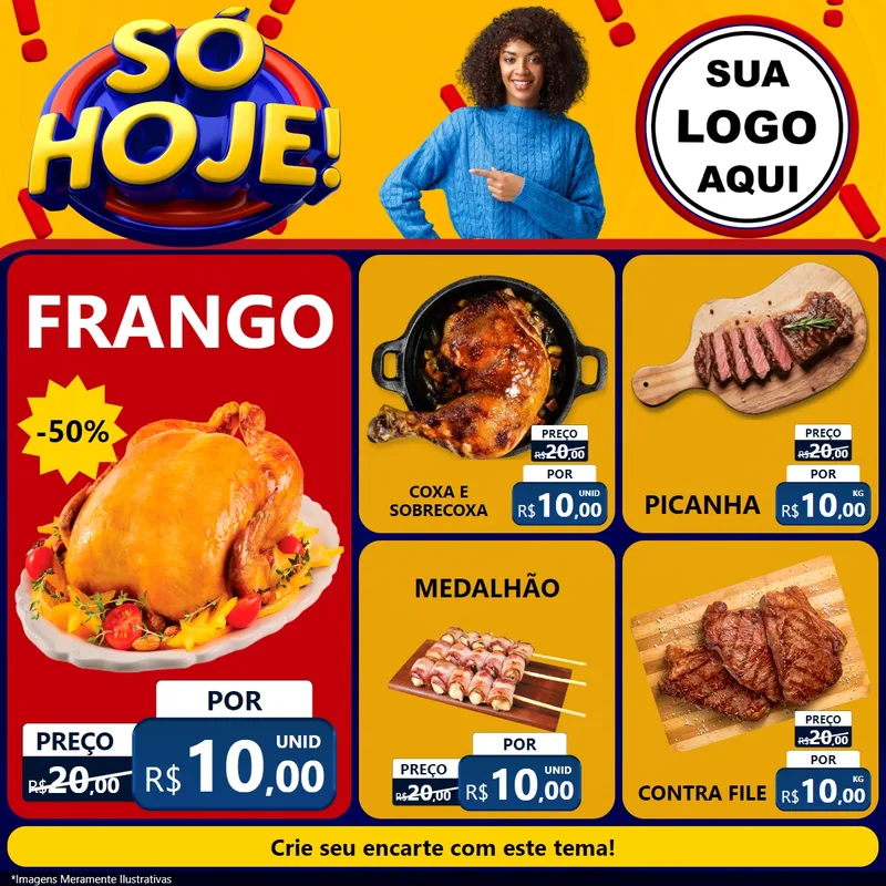 Modelo de Rede Social para Feed Facebook com o tema Só Hoje! para Assados