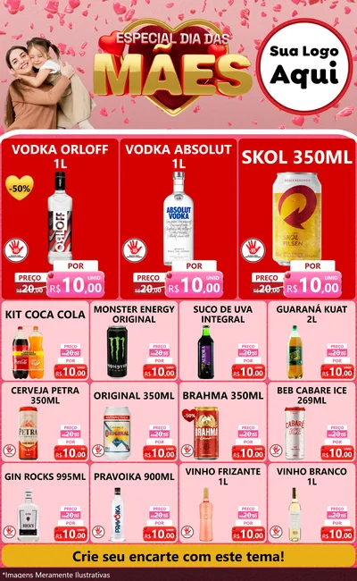 Modelo de Encarte para Encarte Grande com o tema Especial Dia Das Mães para Distribuidora de bebidas