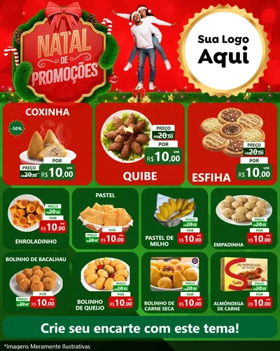 Modelo de Rede Social para Feed Instagram com o tema Natal de Promoções para Salgadaria