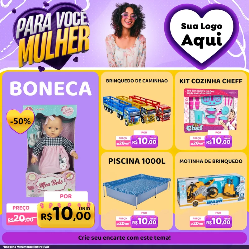 Modelo de Rede Social para Feed Facebook com o tema Para Você, Mulher para Brinquedos
