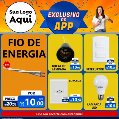 Modelo de Rede Social para Feed Facebook com o tema Exclusivo do Aplicativo para Materiais Elétricos
