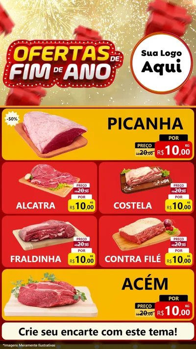 Modelo de TV para TV Vertical com o tema Ofertas de Fim de Ano para Açougue