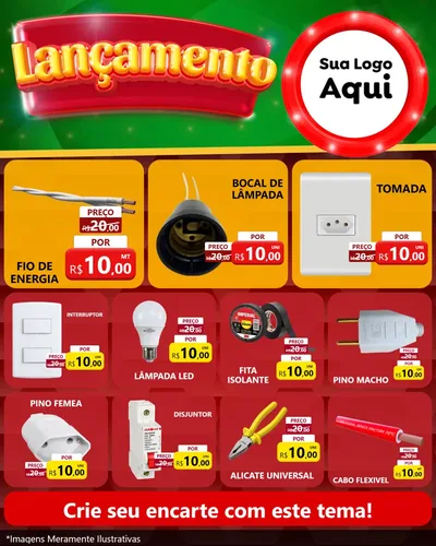 Modelo de Rede Social para Feed Instagram com o tema Lançamento para Materiais Elétricos