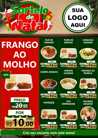 Modelo de Encarte para Encarte A4 Vertical com o tema Sorteio de Natal para Restaurante