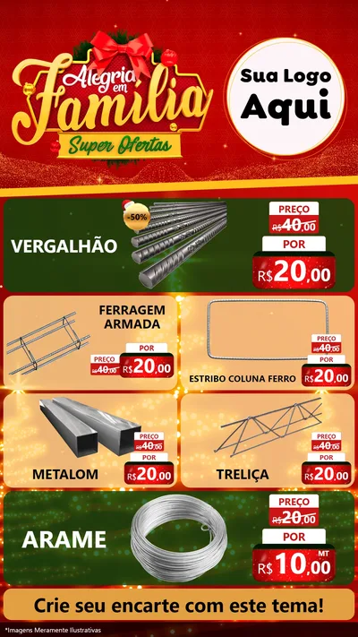 Modelo de TV para TV Vertical com o tema Alegria em Família Super Ofertas - Natal para Ferragens