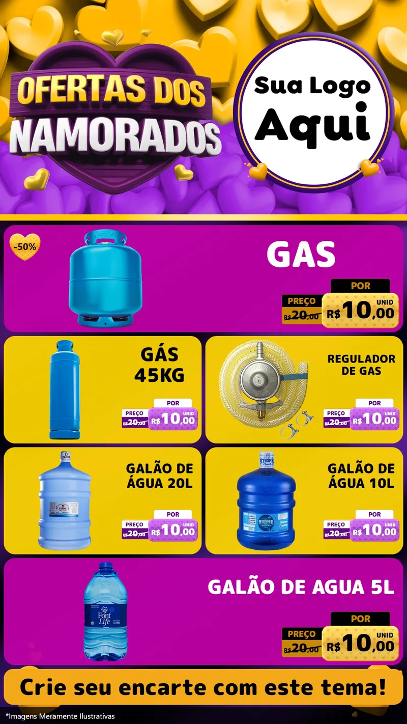 Modelo de TV para TV Vertical com o tema Oferta Dos Namorados para Água e gás