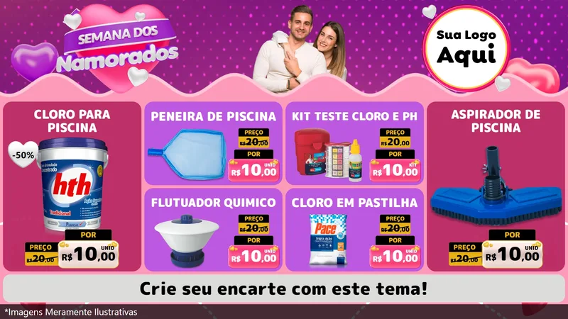 Modelo de TV para TV Horizontal com o tema Semana dos Namorados para Produtos para Piscina