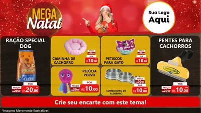 Modelo de TV para TV Horizontal com o tema Mega Natal para Pet Shop