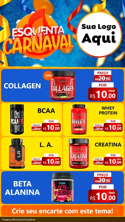 Modelo de TV para TV Vertical com o tema Esquenta de Carnaval para Suplementos alimentares
