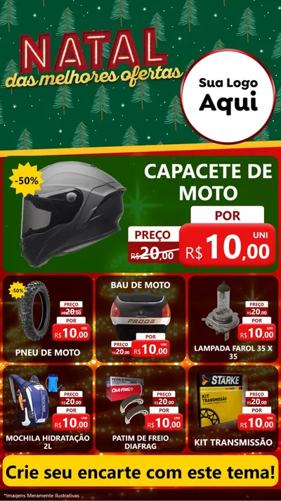 Modelo de Rede Social para Stories com o tema Natal das Melhores Ofertas para Moto peças