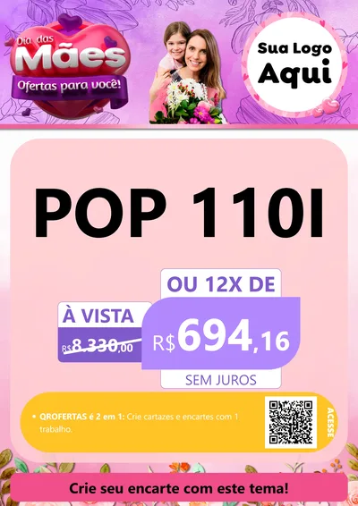 Modelo de Cartaz para Cartaz A4 Vertical com o tema Dia das Mães Ofertas para Você! para Concessionaria de Motos