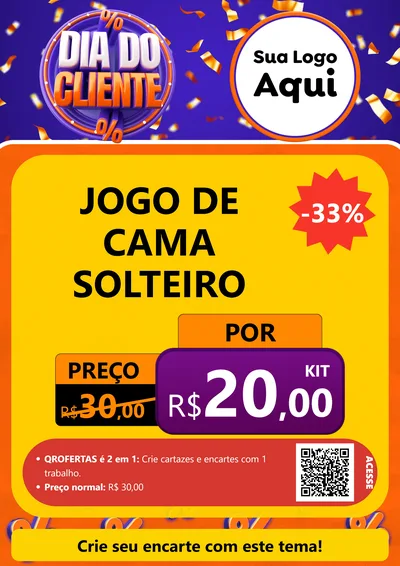 Modelo de Cartaz para Cartaz A4 Vertical com o tema Dia do Cliente para Cama, Mesa e Banho