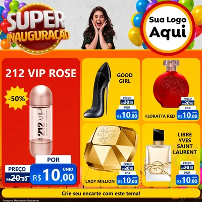 Modelo de Rede Social para Feed Facebook com o tema Super Inauguração para Perfumes
