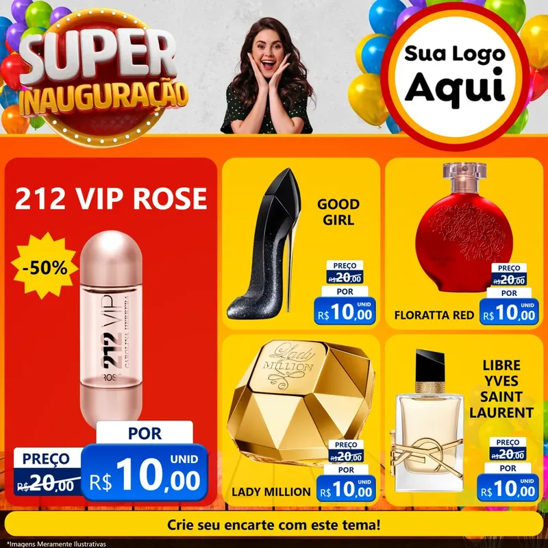Modelo de Rede Social para Feed Facebook com o tema Super Inauguração para Perfumes
