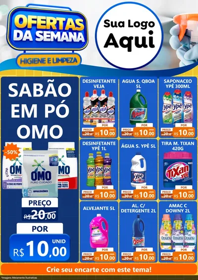 Modelo de Encarte para Encarte A4 Vertical com o tema Ofertas da Semana - Higiene e Limpeza para Produtos de Limpeza