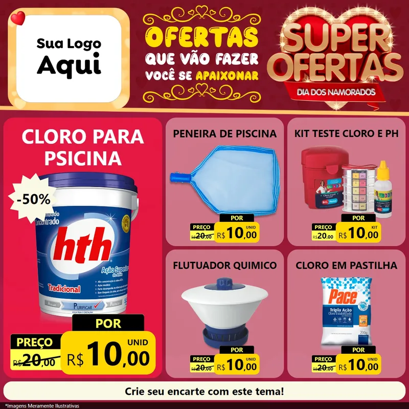 Modelo de Rede Social para Feed Facebook com o tema Dia dos Namorados para Produtos para Piscina