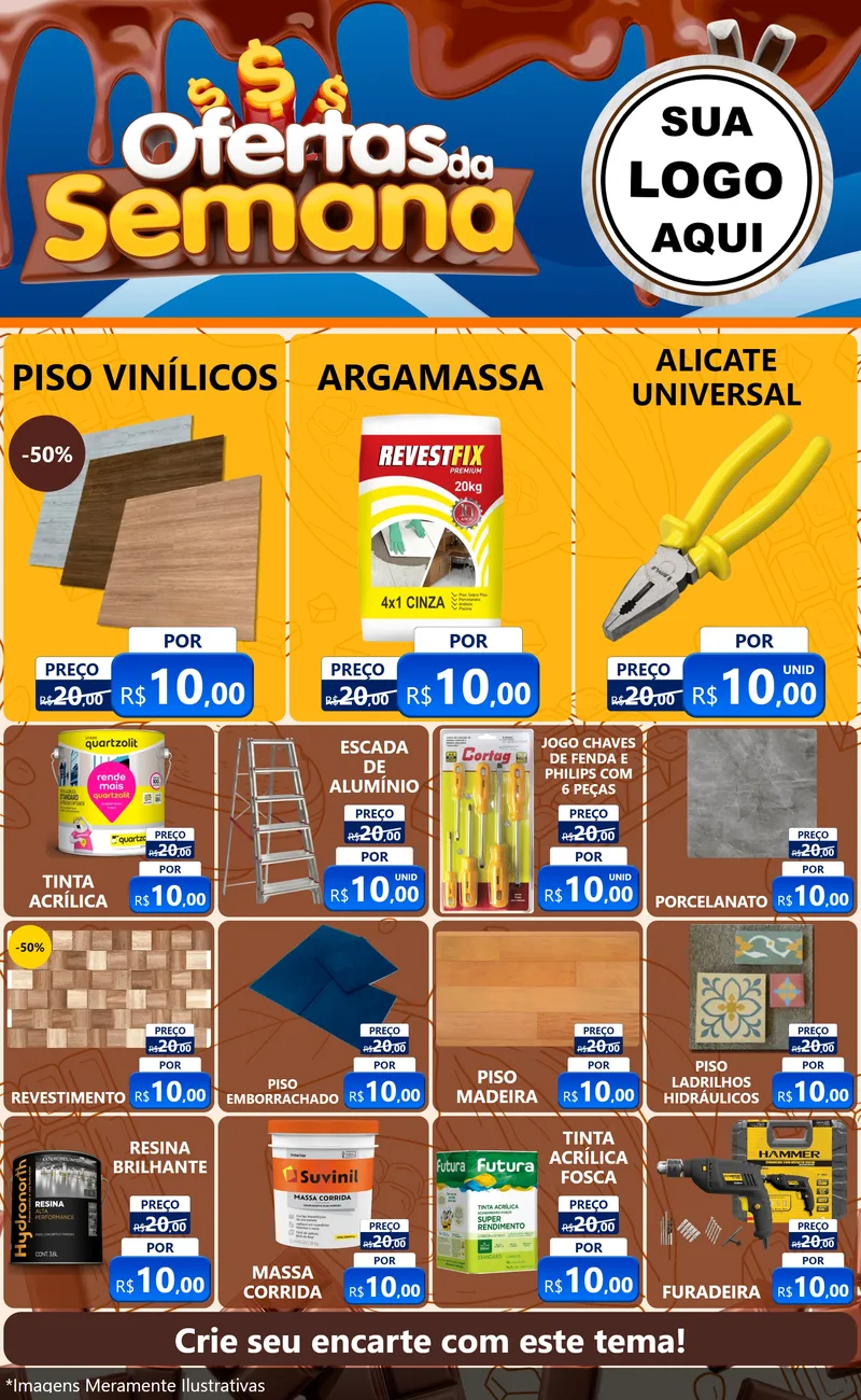 Modelo de Encarte para Encarte Grande com o tema Ofertas da Semana - Páscoa para Material para Construção