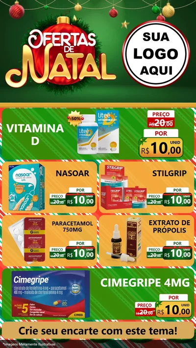 Modelo de TV para TV Vertical com o tema Ofertas de Natal para Farmácia