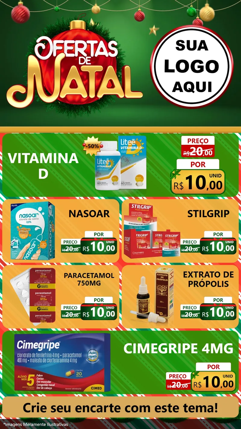 Modelo de TV para TV Vertical com o tema Ofertas de Natal para Farmácia
