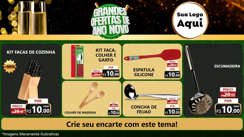 Modelo de TV para TV Horizontal com o tema Grandes Ofertas de Ano Novo para Utilidades Domésticas