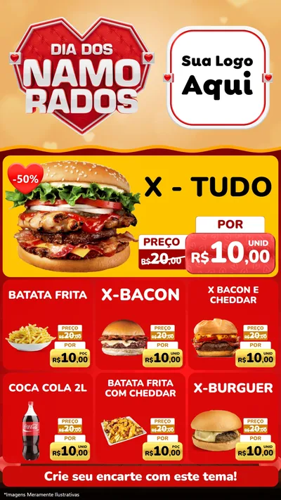 Modelo de Rede Social para Stories com o tema Dia dos Namorados para Hamburgueria
