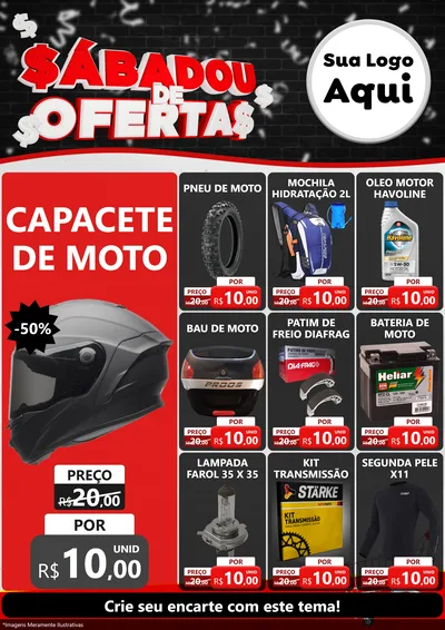 Modelo de Encarte para Encarte A4 Vertical com o tema Sabadou de Ofertas para Moto peças